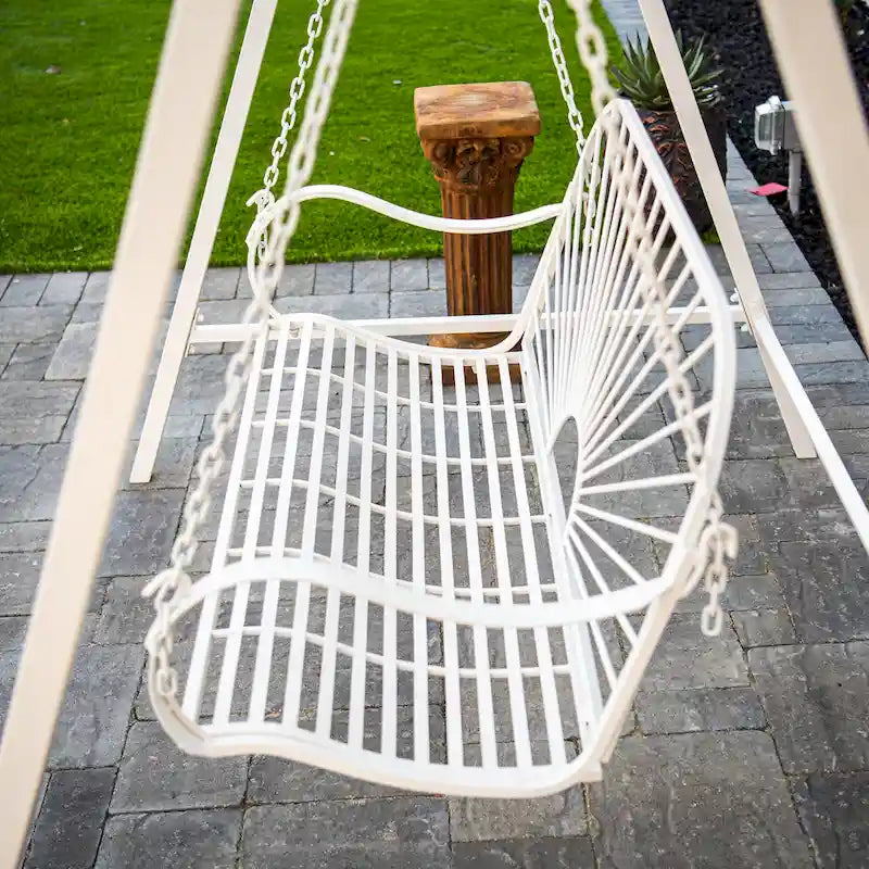 XBrand 60  Iron Sun-Patterned Hanging Seat for Two Indoor/Outdoor Swing Bench