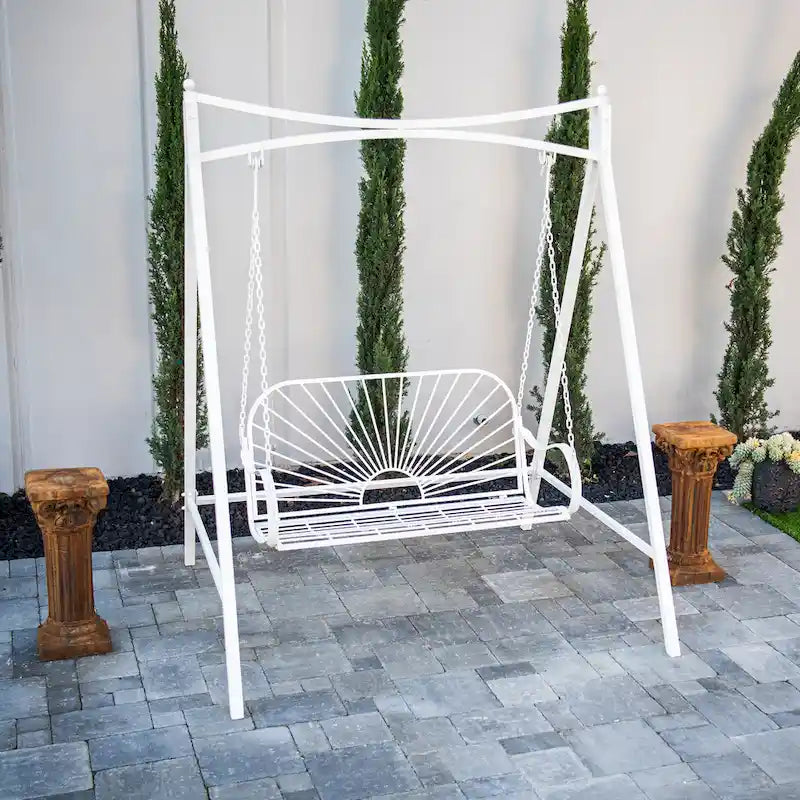 XBrand 60  Iron Sun-Patterned Hanging Seat for Two Indoor/Outdoor Swing Bench