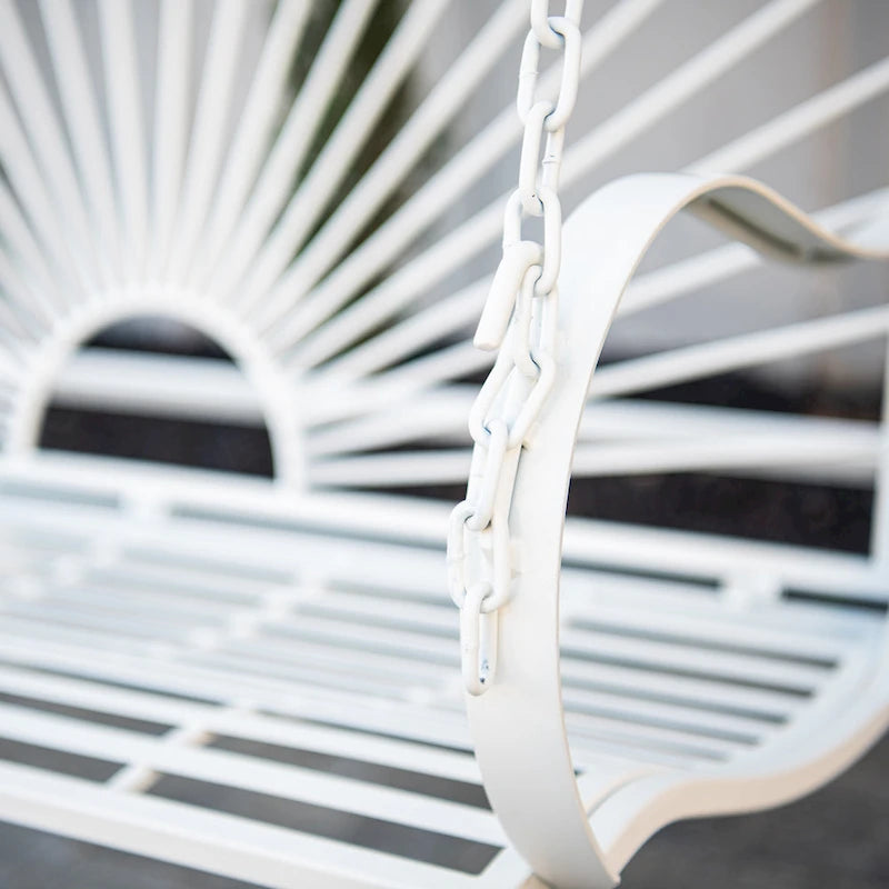 XBrand 60  Iron Sun-Patterned Hanging Seat for Two Indoor/Outdoor Swing Bench