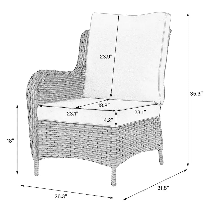 6 Pieces Outdoor Rattan Patio Furniture Set