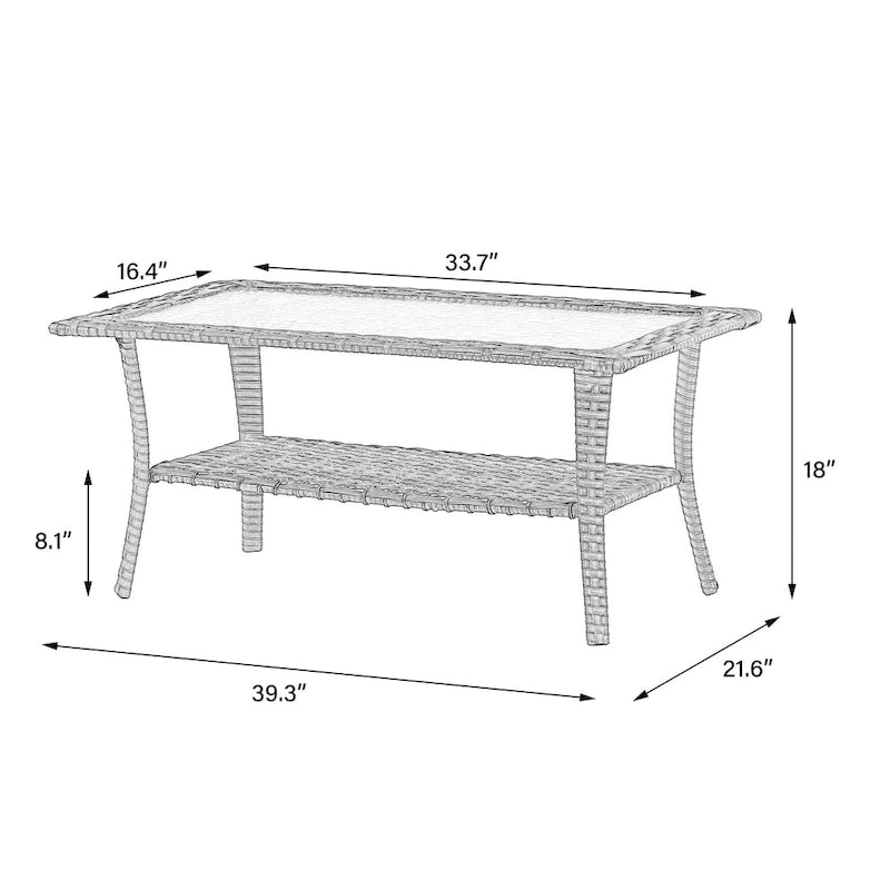6 Pieces Outdoor Rattan Patio Furniture Set