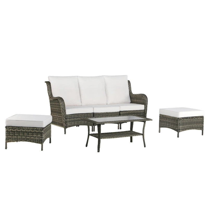 6 Pieces Outdoor Rattan Patio Furniture Set