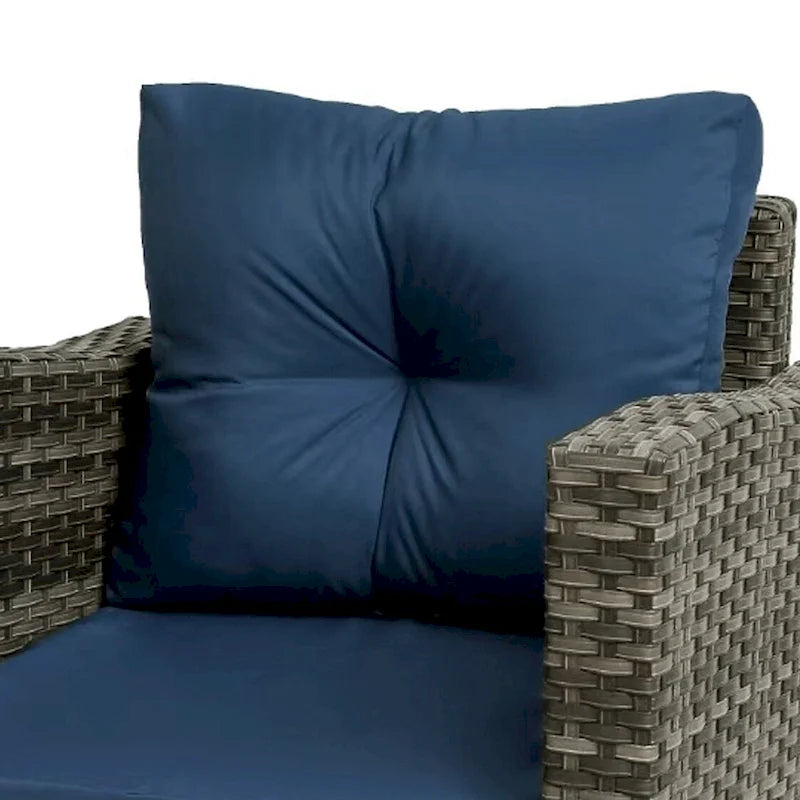Outdoor 3-piece Swivel Chair Cushioned Rattan Conversation Set