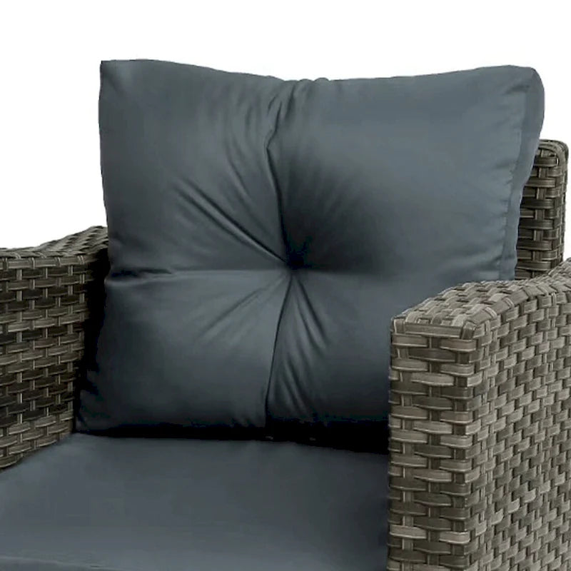 Outdoor 3-piece Swivel Chair Cushioned Rattan Conversation Set