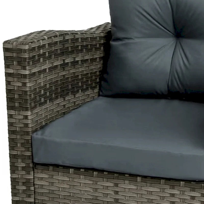 Outdoor 3-piece Swivel Chair Cushioned Rattan Conversation Set
