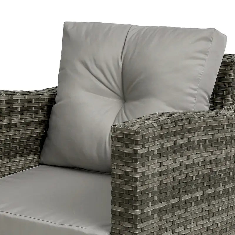 Outdoor 3-piece Swivel Chair Cushioned Rattan Conversation Set