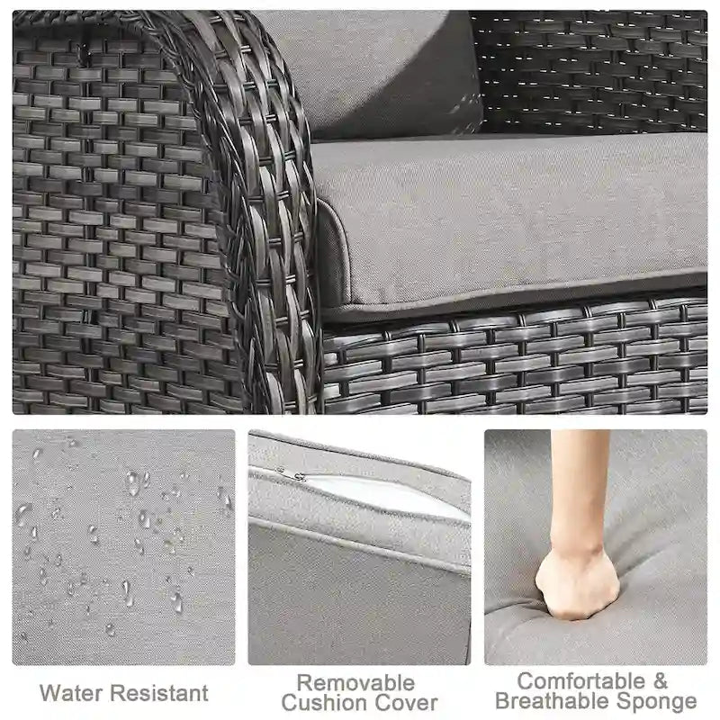 Outdoor Chairs Fire Pit Table Set of 3 - Grey