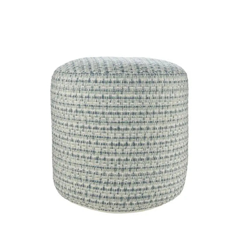 20  Blue Polyester Round Geometric Indoor Outdoor Pouf Ottoman