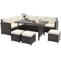 7 PCS Patio Furniture Rattan Set Conversation Sofa Coffee Table