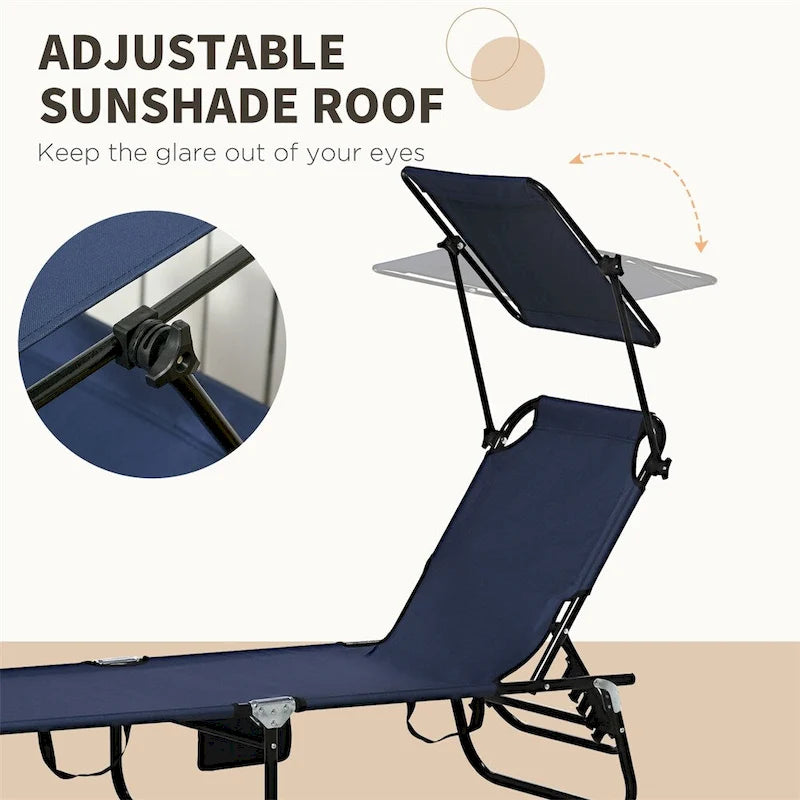 Outsunny Folding Chaise Lounge Pool Chairs,Sun Tanning Chairs,2 PCS