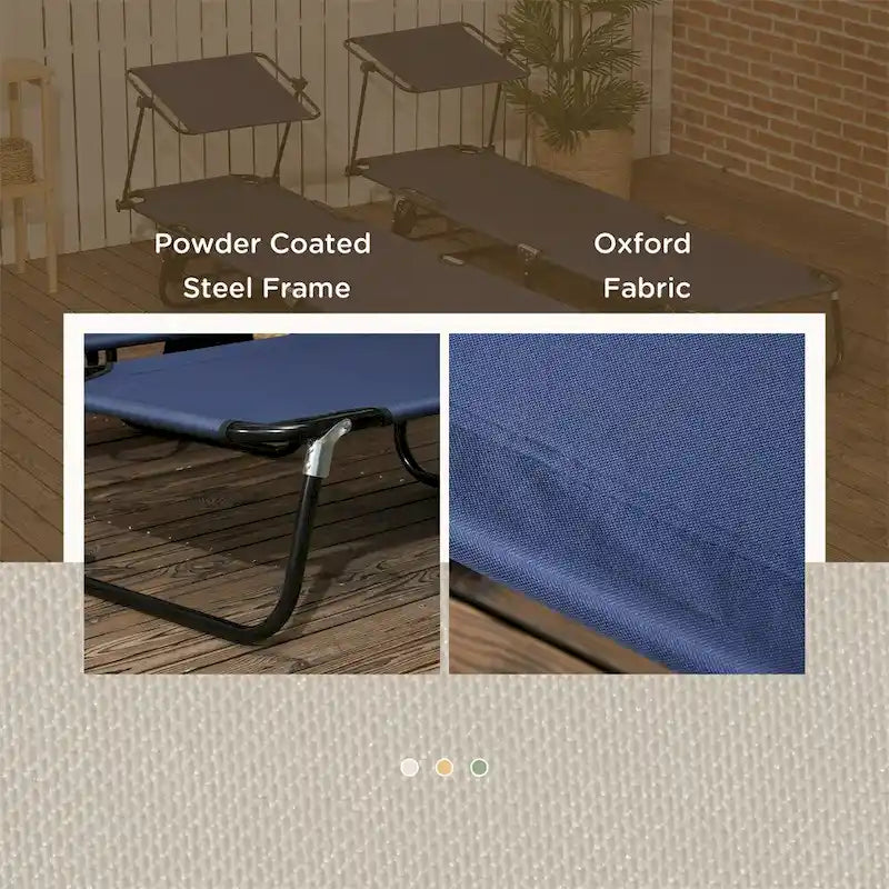 Outsunny Folding Chaise Lounge Pool Chairs,Sun Tanning Chairs,2 PCS