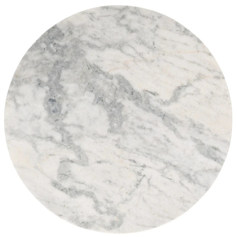 Round Marble Top Coffee Table with Acacia Wood Legs – White/Natural / White/Black