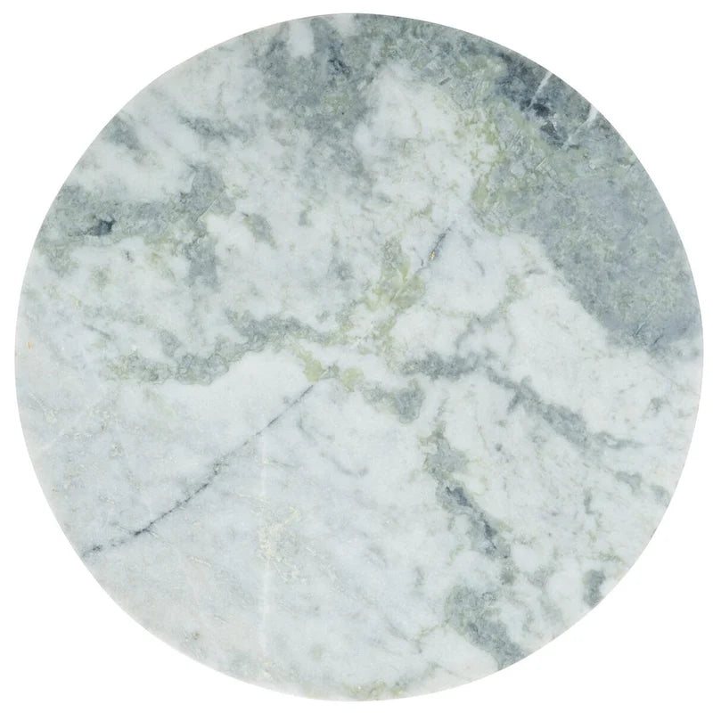 Round Marble Top Coffee Table with Acacia Wood Legs – White/Natural / White/Black
