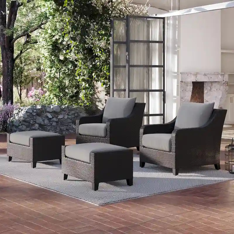 New Classic Furniture Skye 4-Piece Outdoor Patio Chair and Ottoman Set