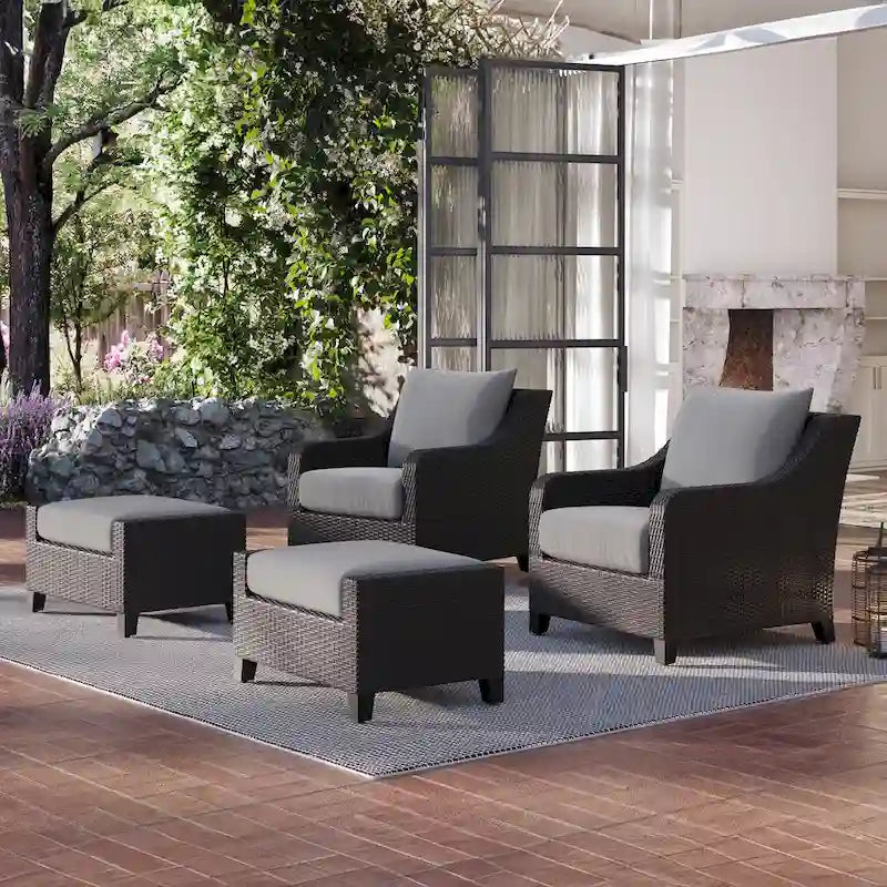 New Classic Furniture Skye 4-Piece Outdoor Patio Chair and Ottoman Set